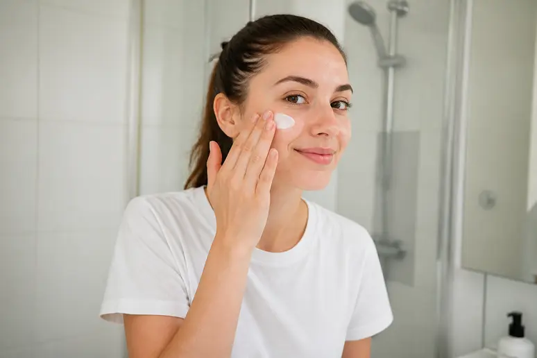 Application d'une crème hydratante CeraVe dans une routine de soins, cerave crème hydratante avis.
