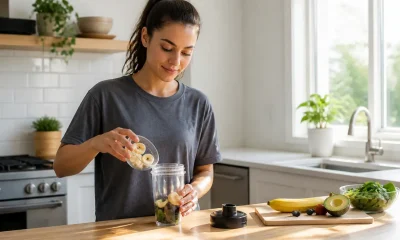 Un pot de protéines sur un plan de travail pour un Nutripure avis détaillé.