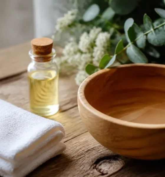 serviette propre et flacon d'huile pour un poil incarné remède naturel