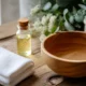 serviette propre et flacon d'huile pour un poil incarné remède naturel